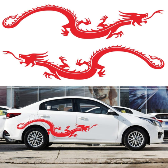 2 PCS/Set D-965 Dragon Pattern Car Modified Decorative Sticker(Red)