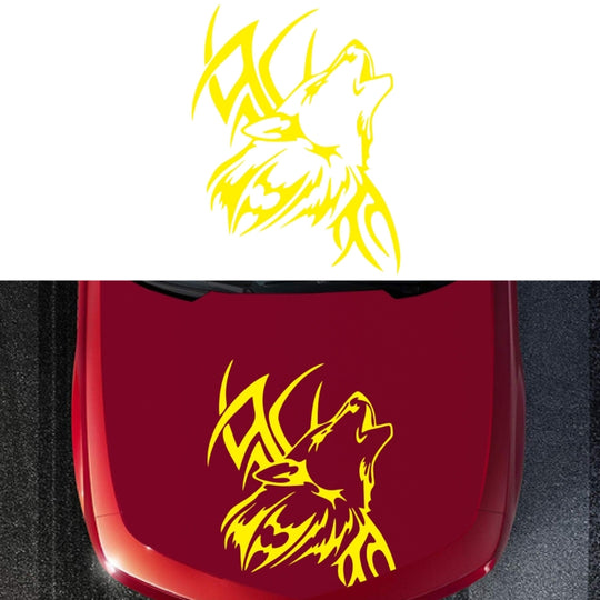 D-967 Wolf Tribe Pattern Car Modified Decorative Sticker(Yellow)