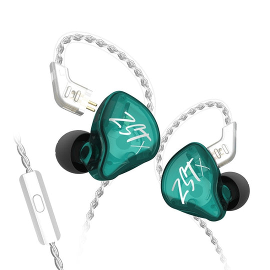 KZ-ZST X 1,25 m Ring Iron Hybrid Driver Écouteurs intra-auriculaires à suppression de bruit, style: avec microphone (Hyun Cyan)
