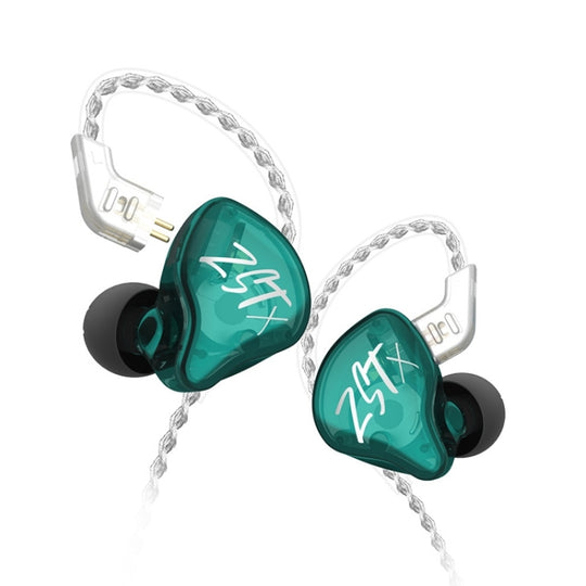 KZ-ZST X 1,25 m Ring Iron Hybrid Driver Écouteurs intra-auriculaires à suppression de bruit, style: sans microphone (Hyun Cyan)