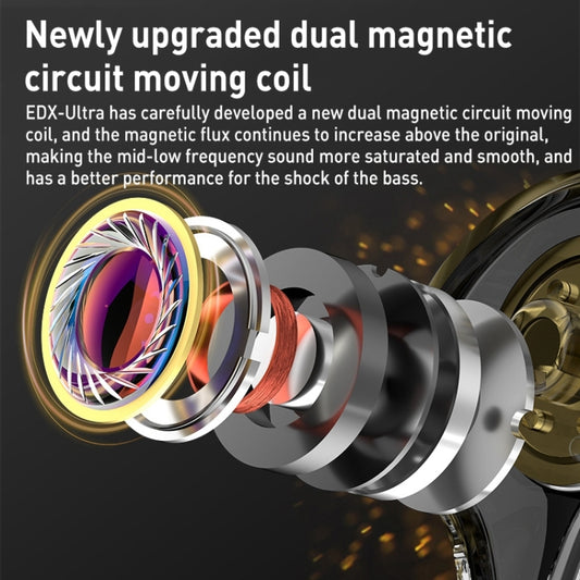 KZ-EDX Ultra Dual Magnetic Dynamic In-Ear Headphones,Length: 1.2m(With Microphone) by KZ