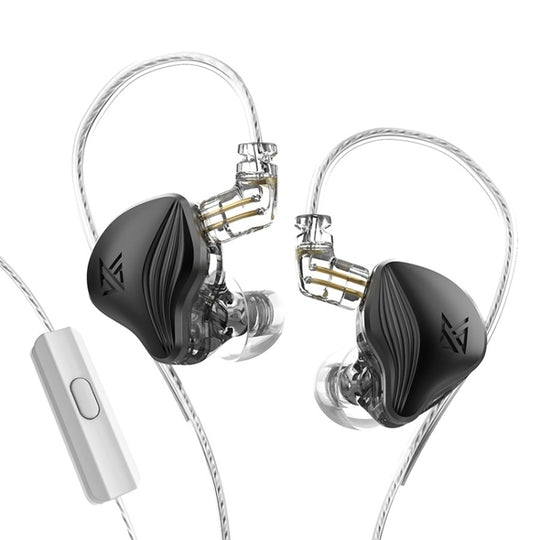 KZ-ZEX Écouteurs intra-auriculaires dynamiques électrostatiques de 1,2 m pour la musique de sport, style : avec microphone (noir)