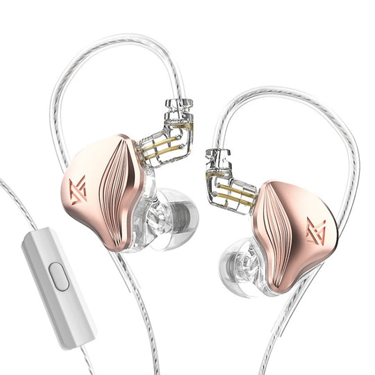KZ-ZEX Écouteurs intra-auriculaires dynamiques électrostatiques de 1,2 m pour la musique de sport, style : avec microphone (or rose)