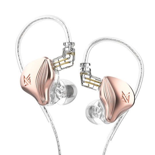 KZ-ZEX Écouteurs intra-auriculaires dynamiques électrostatiques de 1,2 m pour la musique de sport, style : sans microphone (or rose)