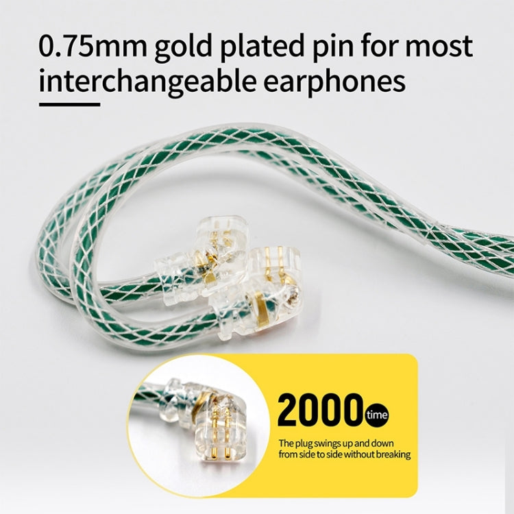 KZ 90-11 2pin 0.75mm Gold Plated Pin 8 Strand Braided Mesh Headphone Upgrade Cable(Transparent Green) - Cable & Splitter by KZ | Online Shopping UK | buy2fix