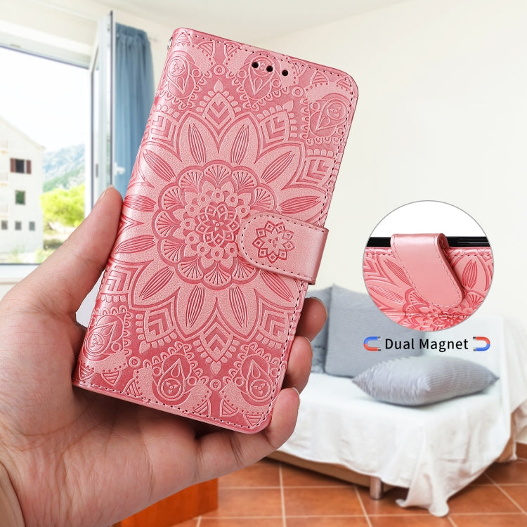For iPhone 11 Embossed Sunflower Leather Phone Case (Pink) by buy2fix
