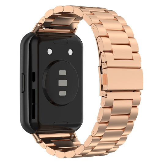 For Huawei Watch Fit 2 Three-bead Metal Stainless Steel Watch Band(Rose Gold) by buy2fix