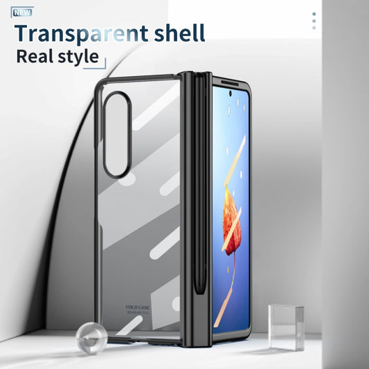 For Samsung Galaxy Z Fold4 Full Body Integrated Electroplating Hinge Phone Case with Pen Slot(Black) by buy2fix
