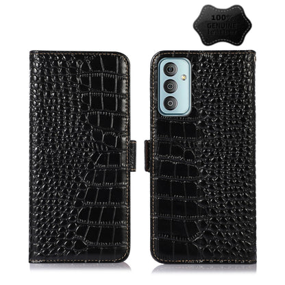 For Samsung Galaxy M13 4G Global Crocodile Top Layer Cowhide Leather Phone Case(Black) - Galaxy Phone Cases by buy2fix | Online Shopping UK | buy2fix