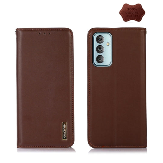 For Samsung Galaxy M13 4G Global KHAZNEH Nappa Top Layer Cowhide Leather Phone Case(Brown)