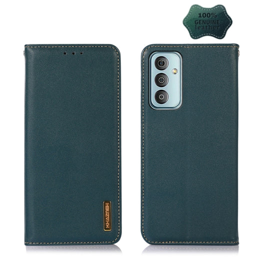 For Samsung Galaxy M13 4G Global KHAZNEH Nappa Top Layer Cowhide Leather Phone Case(Green)