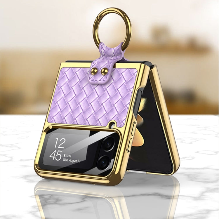 For Samsung Galaxy Z Flip4 GKK Weave Texture Electroplating Protective Phone Case(Red) by GKK