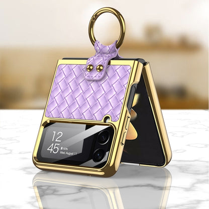 For Samsung Galaxy Z Flip4 GKK Weave Texture Electroplating Protective Phone Case(Red) by GKK