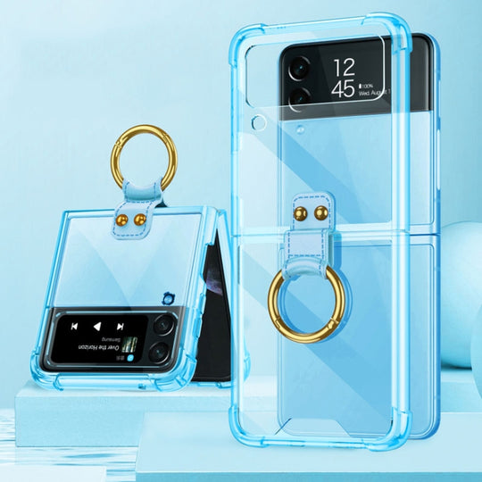 For Samsung Galaxy Z Flip4 GKK Airbag Protective Phone Case with Ring(Blue)