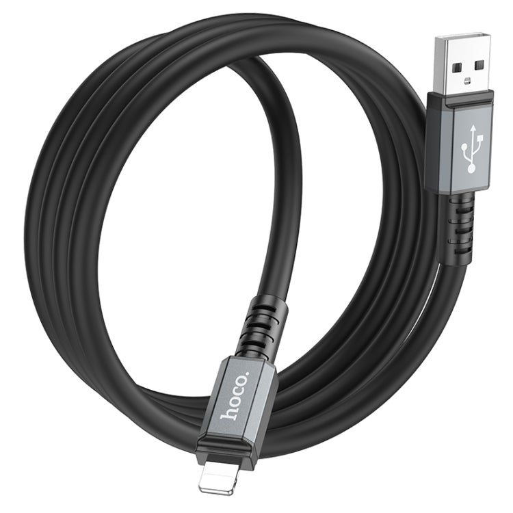 hoco X85 2.4A USB to 8 Pin Strength Charging Data Cable，Length：1m(Black) - Normal Style Cable by hoco | Online Shopping UK | buy2fix