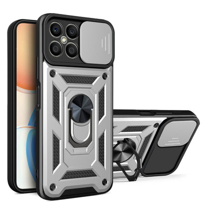 For Honor X8 Sliding Camera Design TPU + PC Phone Case(Silver) - Honor Cases by buy2fix | Online Shopping UK | buy2fix