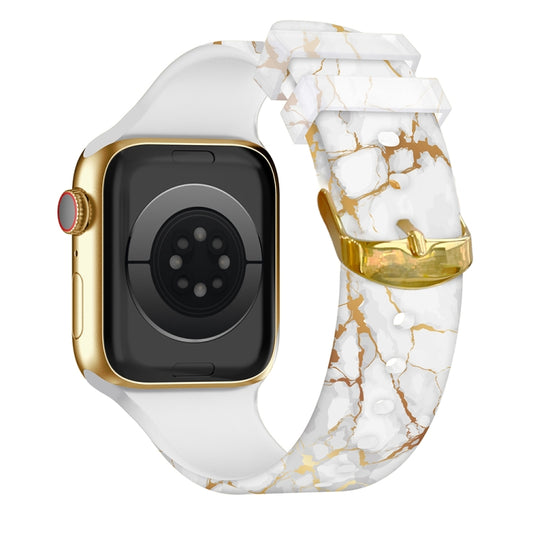 Square Buckle Color Printing Watch Band For Apple Watch Series 9&8&7 41mm / SE 3&SE 2&6&SE&5&4 40mm / 3&2&1 38mm(Marble 1) by buy2fix