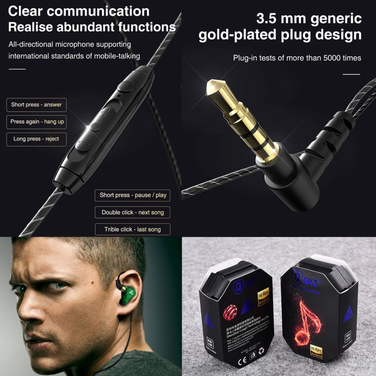 QKZ SK7 3.5mm Sports In-ear Copper Driver Wired HIFI Stereo Earphone with Mic(Black) - In Ear Wired Earphone by QKZ | Online Shopping UK | buy2fix