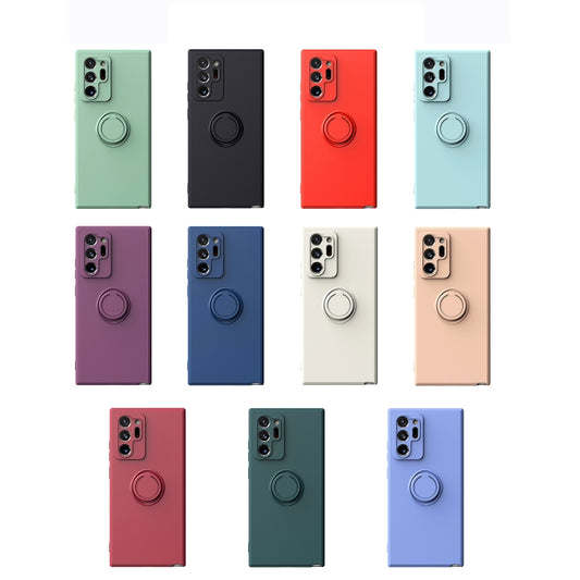 For Samsung Galaxy Note20 Ultra Ring Kickstand Silicone Phone Case(Army Green) by buy2fix