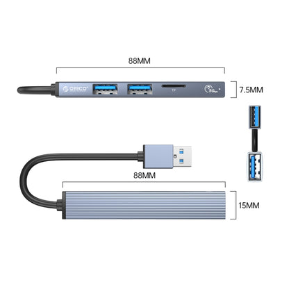 ORICO AH-A12F USB 3.0x1 + USB 2.0x2 + TF Card to USB 3.0 HUB Adapter(Space Gray) - USB 3.0 by ORICO | Online Shopping UK | buy2fix