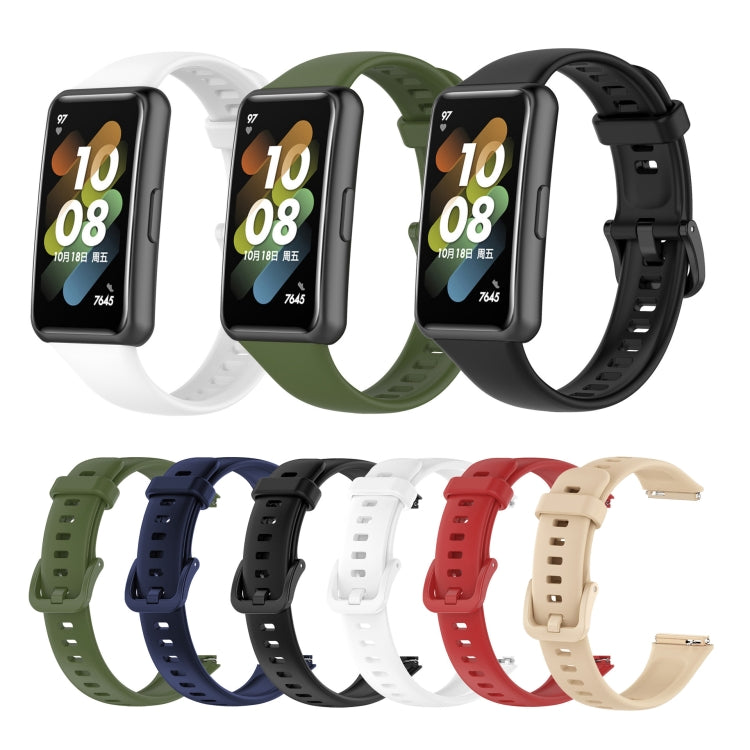 For Huawei Band 7 Silicone Watch Band(Khaki) by buy2fix