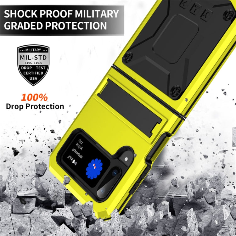 For Samsung Galaxy Z Flip3 5G Metal Shock-proof Phone Case With Holder(Yellow) - Galaxy Phone Cases by buy2fix | Online Shopping UK | buy2fix