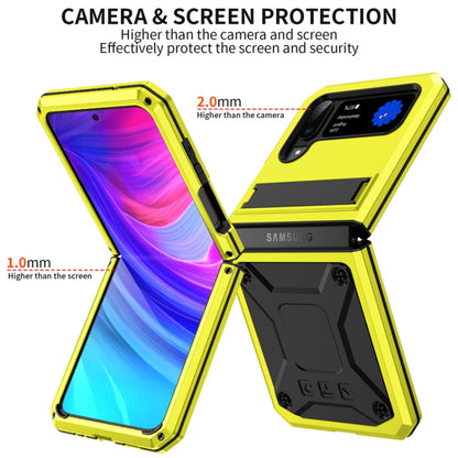 For Samsung Galaxy Z Flip3 5G Metal Shock-proof Phone Case With Holder(Yellow) - Galaxy Phone Cases by buy2fix | Online Shopping UK | buy2fix