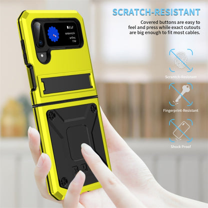 For Samsung Galaxy Z Flip3 5G Metal Shock-proof Phone Case With Holder(Yellow) - Galaxy Phone Cases by buy2fix | Online Shopping UK | buy2fix