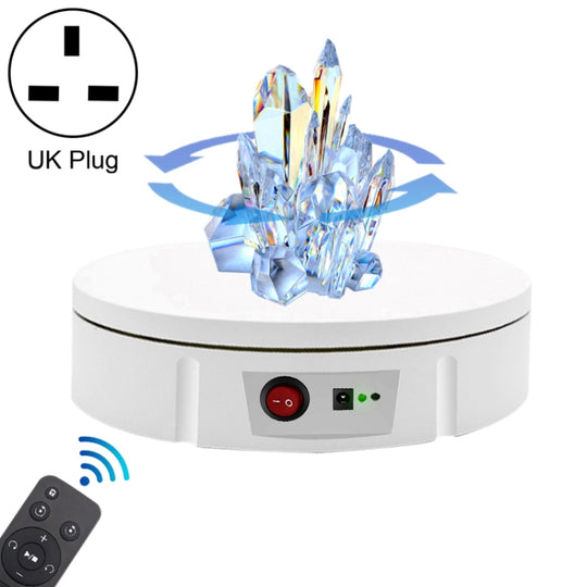 Présentoir rotatif de charge de 22 cm, plateau tournant de prise de vue vidéo, charge : 50 kg, prise d'alimentation : prise britannique (blanc)