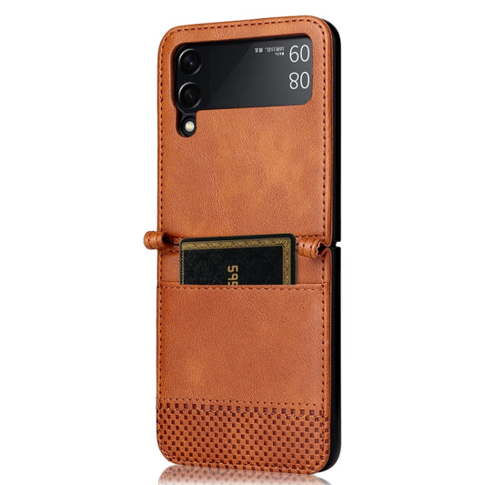 For Samsung Galaxy Z Filp4 5G Vintage Texture Folding Leather Phone Case(Brown) by buy2fix