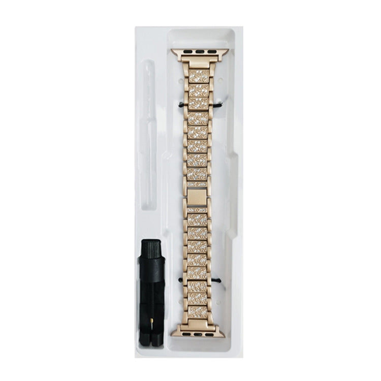 Diamond Metal Watch Band For Apple Watch Series 9&8&7 41mm / SE 3&SE 2&6&SE&5&4 40mm / 3&2&1 38mm(Gold) by buy2fix