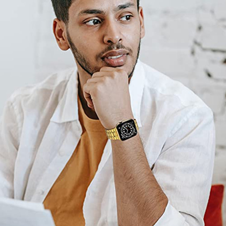 5-bead Stainless Steel Watch Band For Apple Watch Series 9&8&7 41mm / SE 3&SE 2&6&SE&5&4 40mm / 3&2&1 38mm(Gold) by buy2fix