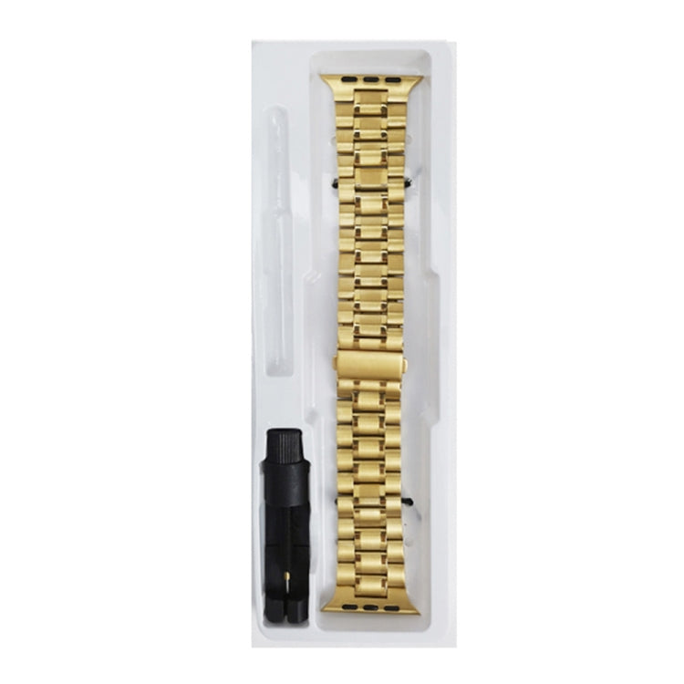 5-bead Stainless Steel Watch Band For Apple Watch Series 9&8&7 41mm / SE 3&SE 2&6&SE&5&4 40mm / 3&2&1 38mm(Gold) by buy2fix