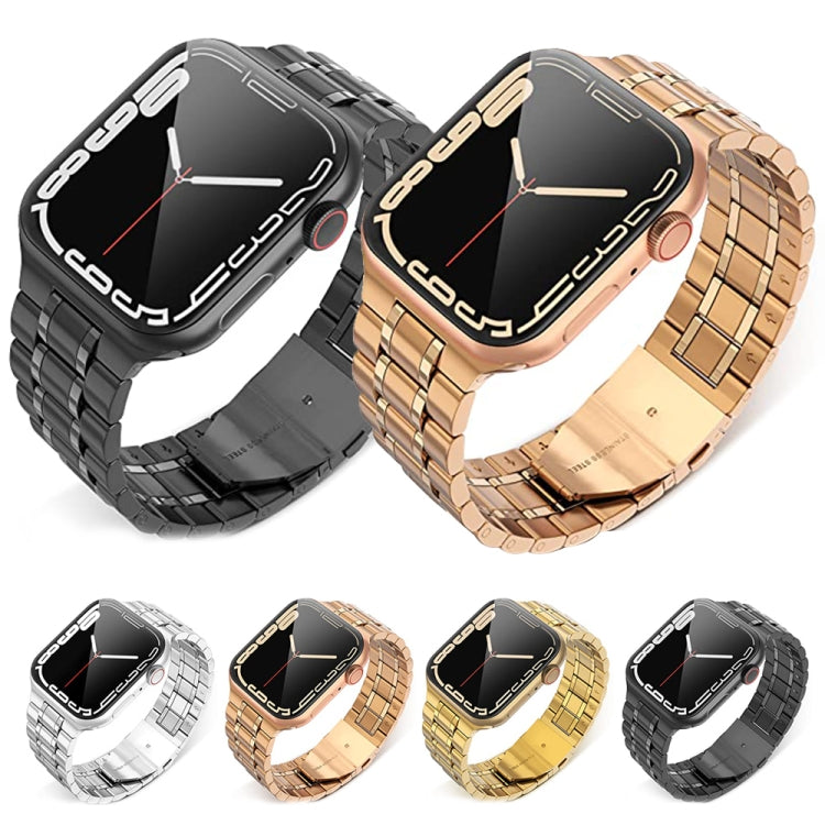 5-bead Stainless Steel Watch Band For Apple Watch Series 9&8&7 41mm / SE 3&SE 2&6&SE&5&4 40mm / 3&2&1 38mm(Gold) by buy2fix