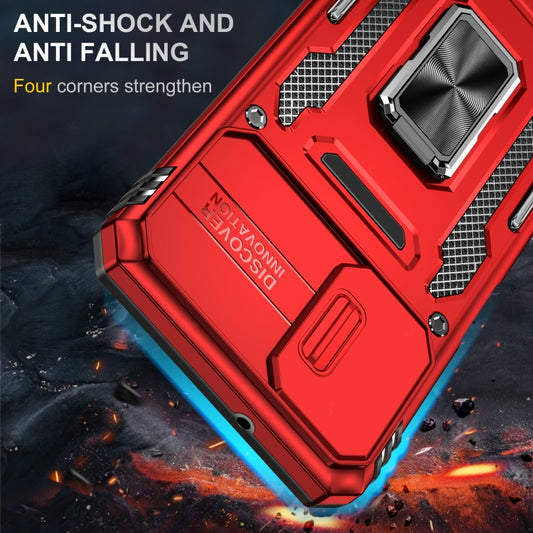 For Samsung Galaxy A12 5G/4G / M12 / F12 Armor PC + TPU Camera Shield Phone Case(Red) by buy2fix