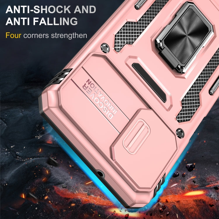 For Samsung Galaxy A12 5G/4G / M12 / F12 Armor PC + TPU Camera Shield Phone Case(Rose Gold) - Galaxy Phone Cases by buy2fix | Online Shopping UK | buy2fix