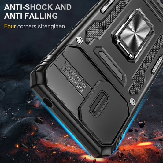 For Motorola Moto G22 Armor PC + TPU Camera Shield Phone Case(Black) by buy2fix