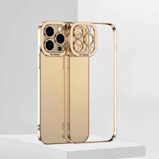 For iPhone 14 Pro Max Electroplating High Transparent TPU Phone Case (Gold) - iPhone 14 Pro Max Cases by buy2fix | Online Shopping UK | buy2fix