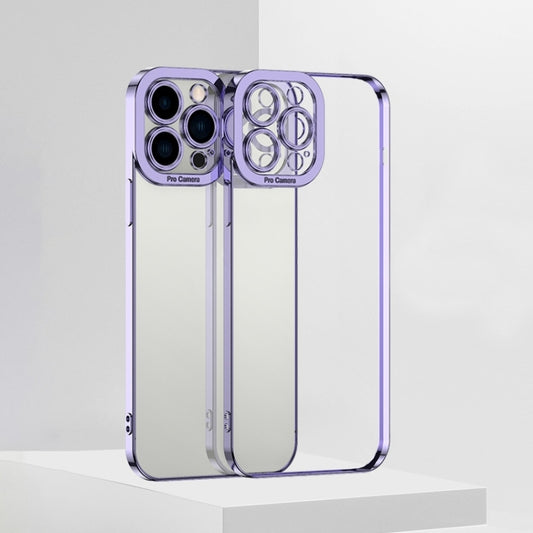 For iPhone 14 Pro Max Electroplating High Transparent TPU Phone Case (Purple) - iPhone 14 Pro Max Cases by buy2fix | Online Shopping UK | buy2fix