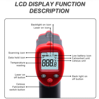 Wintact WT319A -50-400 Celsius LCD Display Infrared Thermometer, Battery Not Included - Consumer Electronics by Wintact | Online Shopping UK | buy2fix