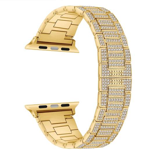 Diamond Metal Watch Band For Apple Watch Series 9&8&7 41mm / SE 3&SE 2&6&SE&5&4 40mm / 3&2&1 38mm(Gold) by buy2fix