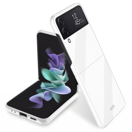 For Samsung Galaxy Z Flip4 Bright Piano Paint Protective Phone Case(White)