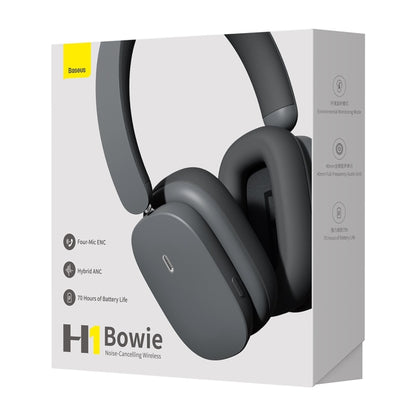 Baseus Bowie Series H1 Noise Cancelling Bluetooth Headphones(Grey) - Apple Accessories by Baseus | Online Shopping UK | buy2fix