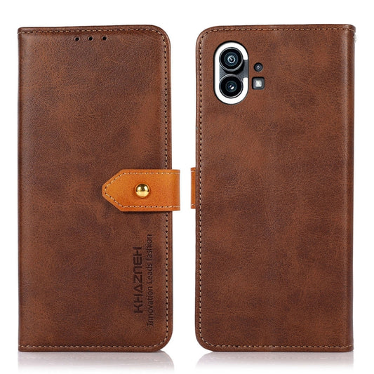 For Nothing Phone 1 KHAZNEH Dual-color Cowhide Texture Flip Leather Phone Case(Brown) by buy2fix