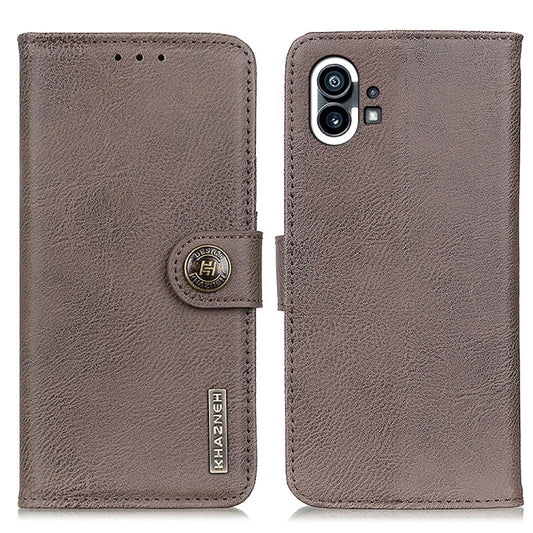 For Nothing Phone 1 KHAZNEH Cowhide Texture Leather Phone Case(Khaki) by buy2fix