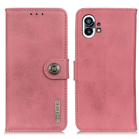 For Nothing Phone 1 KHAZNEH Cowhide Texture Leather Phone Case(Pink) by buy2fix