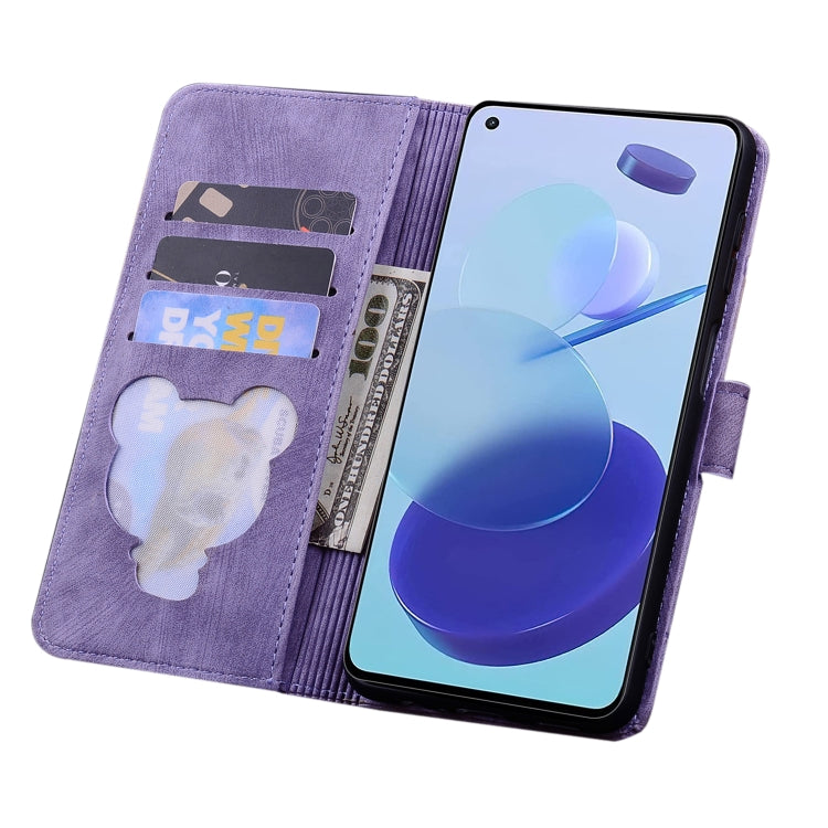 For Xiaomi Mi 11 Lite 4G / 5G Cartoon Sakura Cat Embossed Leather Phone Case(Purple) by buy2fix