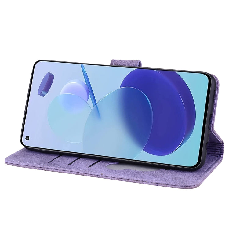 For Xiaomi Mi 11 Lite 4G / 5G Cartoon Sakura Cat Embossed Leather Phone Case(Purple) by buy2fix