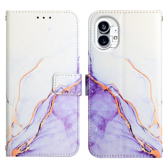 For Nothing Phone 1 PT003 Marble Pattern Flip Leather Phone Case(White Purple) by buy2fix