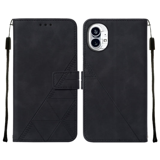 For Nothing Phone 1 3D Embossed Flip Leather Phone Case(Black) by buy2fix